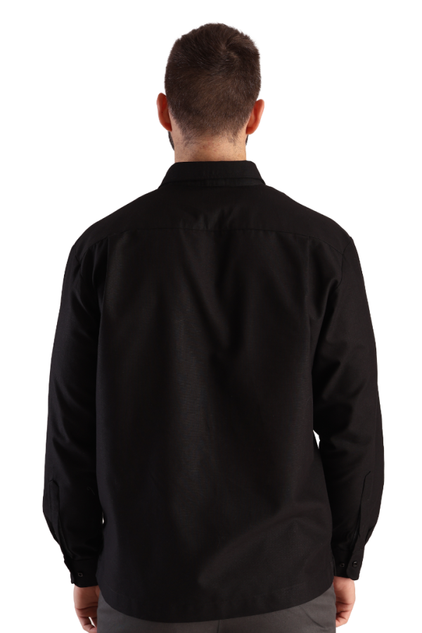 Camisa Guayabera Negra Manga Larga Corte Clásico Bordado Para Hombre